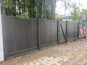 Full Privacy Mystique PVC Fence with single gate.