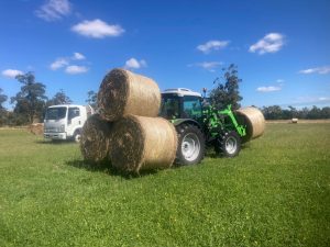 3 bales on rear, 1 on front